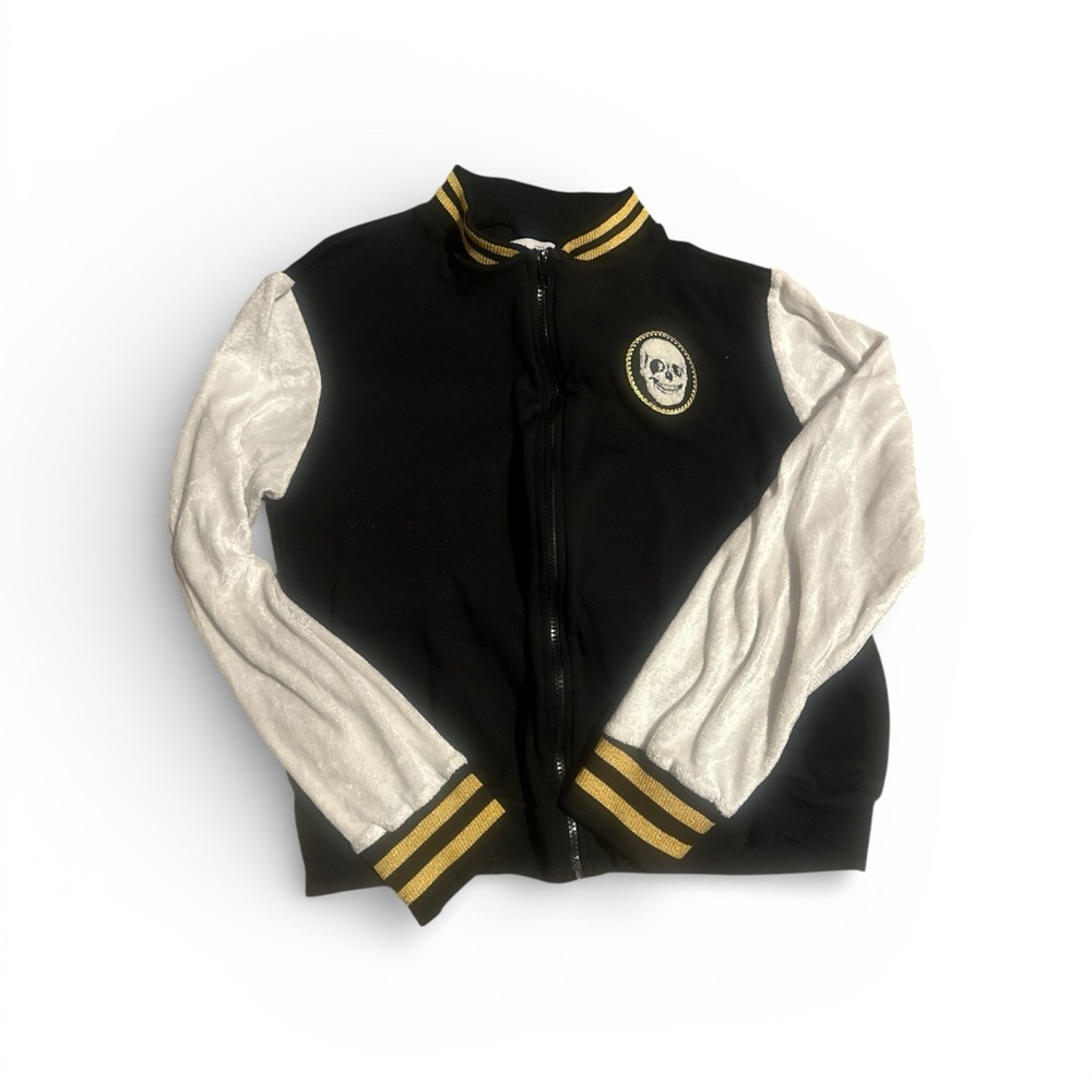 Lauren Moshi Black and White Skull Love zip up